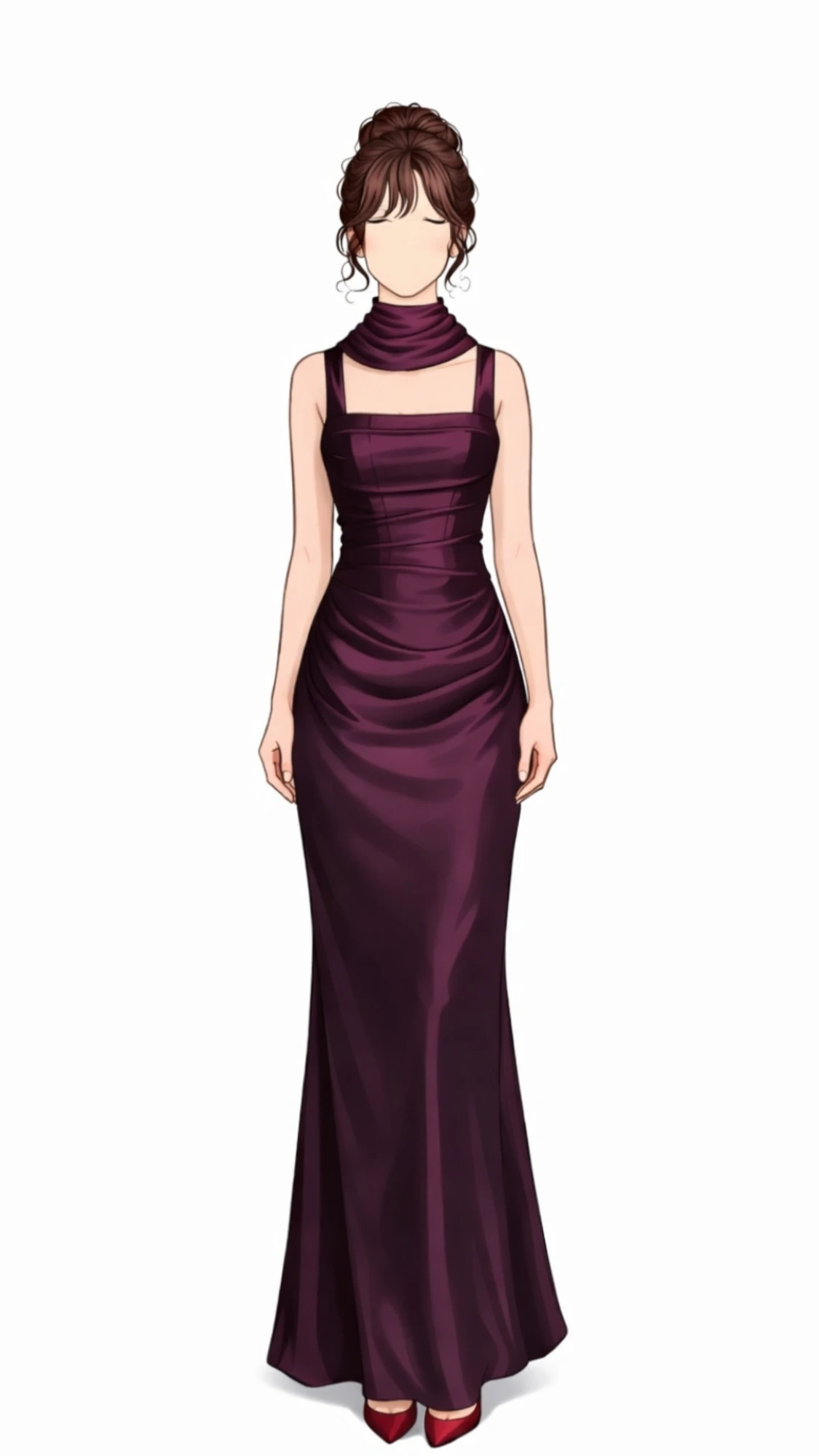 Manequim feminino de vestido longo e salto